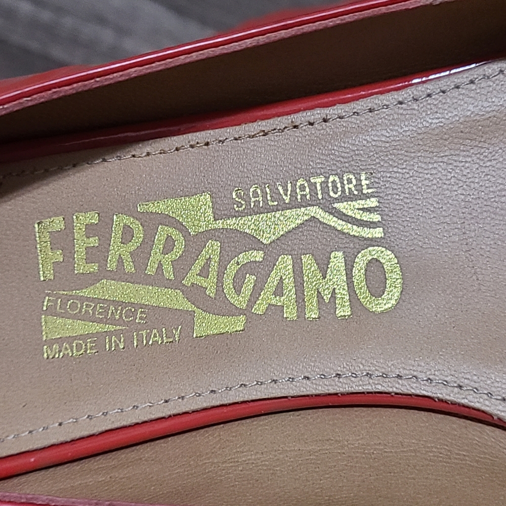 Salvatore Ferragamo Sanna Ballet Flat Red Shoes Size 6 - Picture 6 of 10